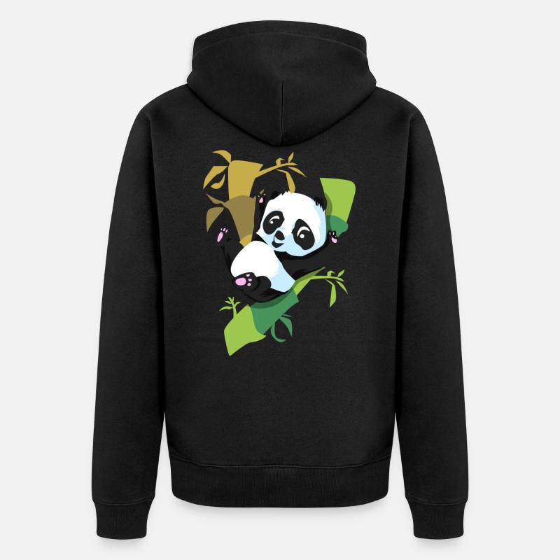 Panda - Unisex Premium Bio Zip Hoodie - Schwarz