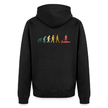 Stand Up Paddle Evolution Retro - Unisex Premium Organic Zip Hoodie - black - Back - Nico (187cm)