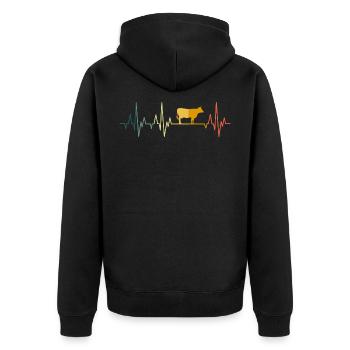 Cow heartbeat cows farmer farmer - Unisex Premium Organic Zip Hoodie - black - Back - Nico (187cm)