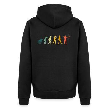 Evolution archer retro - Unisex Premium Organic Zip Hoodie - black - Back - Nico (187cm)