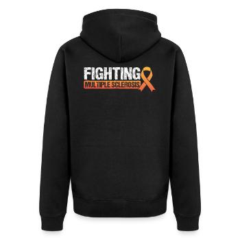 Fighting MS Multiple Sclerosis Awareness - Unisex Premium Organic Zip Hoodie - black - Back - Nico (187cm)