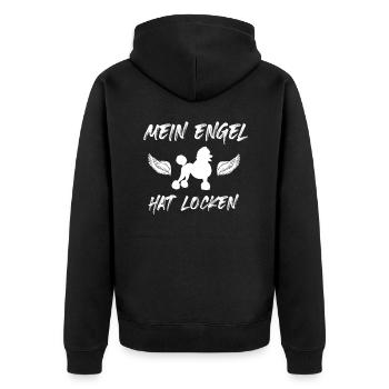 Pudel Engel Locken Pudel Liebhaber - Unisex Premium Bio Zip Hoodie - Schwarz - Hinten - Nico (187cm)