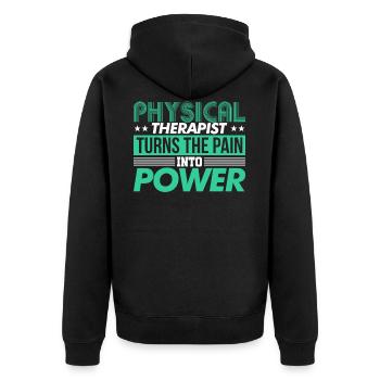 Physical Therapist Turns the pain into power - Veste à capuche bio Premium Unisexe - noir - Dos - Nico (187cm)
