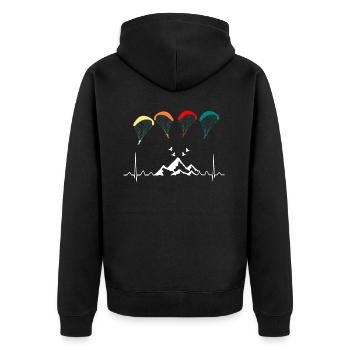 Cadeau de parachute de battement de coeur parapente - Veste à capuche bio Premium Unisexe - noir - Dos - Nico (187cm)