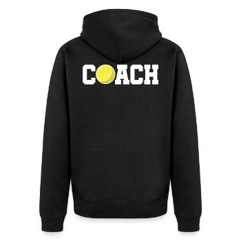 Tennis coach trainer trainer - Unisex Premium Organic Zip Hoodie - black - Back - Nico (187cm)