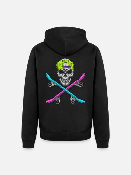 Skating Skateboard Roller Skates - Unisex Premium Organic Zip Hoodie - black