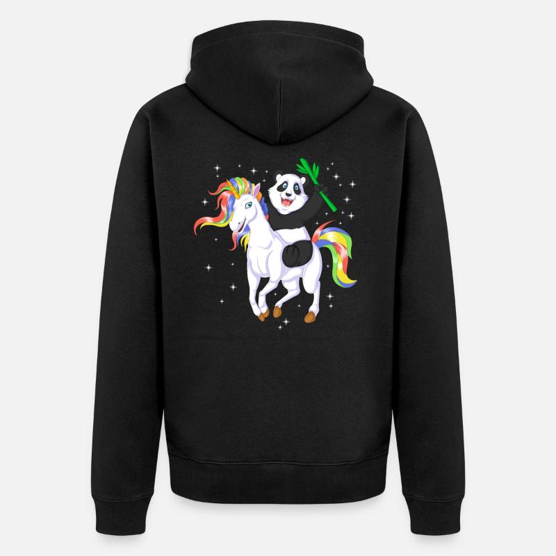 PANDA REITEN EINHORN - Unisex Premium Bio Zip Hoodie - Schwarz