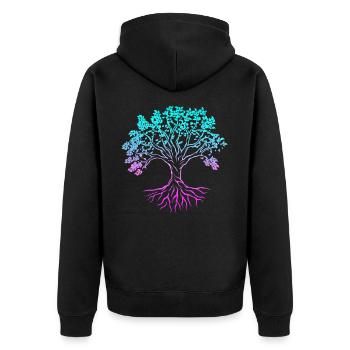 Tree of life dog yoga dont hate mediate namaste - Unisex Premium Organic Zip Hoodie - black - Back - Nico (187cm)