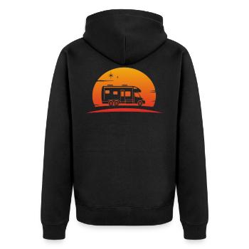Idée cadeau camping caravane camping vacances - Veste à capuche bio Premium Unisexe - noir - Dos - Nico (187cm)