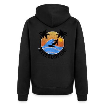 Kitesurfing Gift Kitesurfing Kite Surfing Kiter - Unisex Premium Organic Zip Hoodie - black - Back - Nico (187cm)