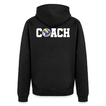 Volleyball Coach Trainer - Unisex Premium Bio Zip Hoodie - Schwarz - Hinten - Nico (187cm)