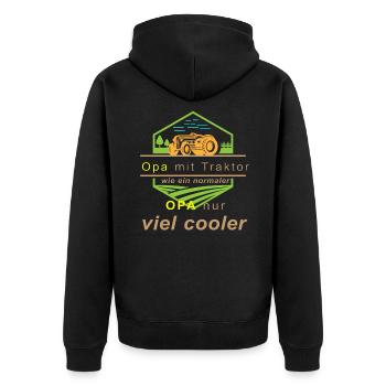 Grandpa with tractor like a normal grandpa just a lot of cool - Unisex Premium Organic Zip Hoodie - black - Back - Nico (187cm)