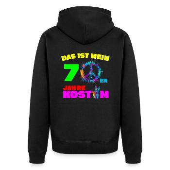 Mein 70er Jahre Kostüm - Unisex Premium Bio Zip Hoodie - Schwarz - Hinten - Nico (187cm)