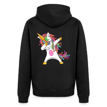 Unicorn dab dabbing funny crazy gift - Unisex Premium Organic Zip Hoodie - black - Back - Nico (187cm)