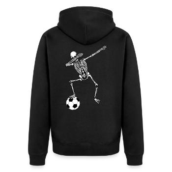 Cadeau de tamponnage de squelette de joueur de football - Veste à capuche bio Premium Unisexe - noir - Dos - Nico (187cm)