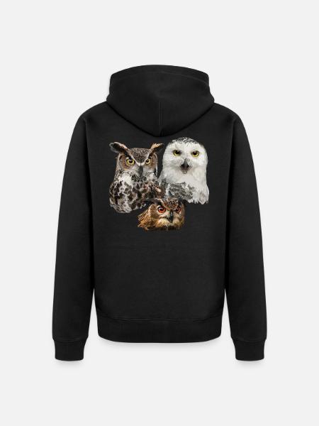 Owls - Unisex Premium Organic Zip Hoodie - black