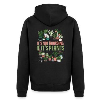 Its not hoarding if its plants Cactus lover - Unisex Premium Bio Zip Hoodie - Schwarz - Hinten - Nico (187cm)