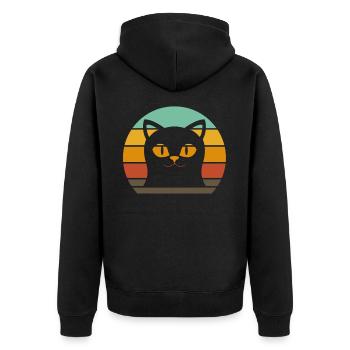 Chat rétro Vintage drôle de chat maman papa - Veste à capuche bio Premium Unisexe - noir - Dos - Nico (187cm)
