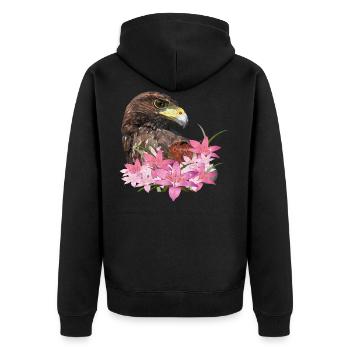 Harris Hawk - Unisex Premium Bio Zip Hoodie - Schwarz - Hinten - Nico (187cm)