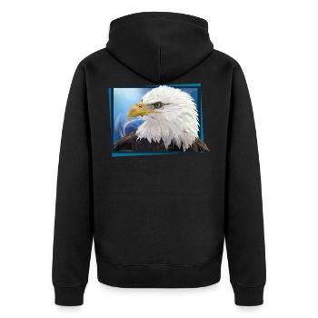 Weißkopfseeadler - Unisex Premium Bio Zip Hoodie - Schwarz - Hinten - Nico (187cm)