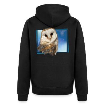 Schleiereule - Unisex Premium Bio Zip Hoodie - Schwarz - Hinten - Nico (187cm)