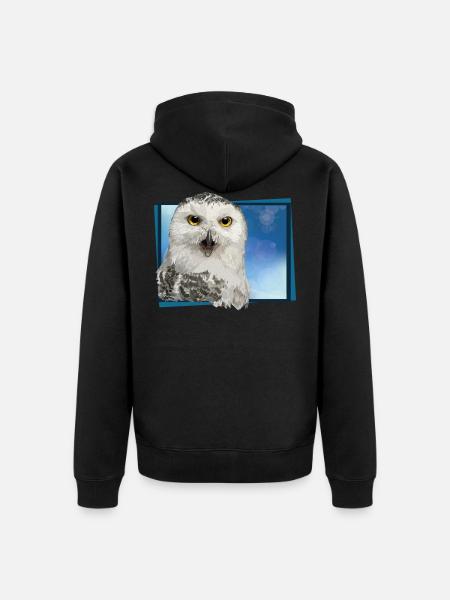 Schneeeule - Unisex Premium Bio Zip Hoodie - Schwarz