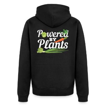 Powered by plants desert Cactus lover - Unisex Premium Bio Zip Hoodie - Schwarz - Hinten - Nico (187cm)