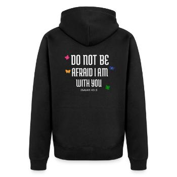 Bible Verses Christian Butterfly Isaiah - Unisex Premium Organic Zip Hoodie - black - Back - Nico (187cm)
