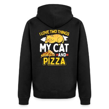 J'aime deux choses mon chat et pizza drôle de chat - Veste à capuche bio Premium Unisexe - noir - Dos - Nico (187cm)
