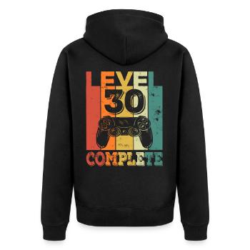 Cadeau d'anniversaire de joueur de niveau 30 ans - Veste à capuche bio Premium Unisexe - noir - Dos - Nico (187cm)