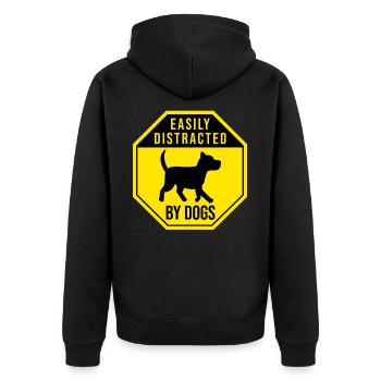 Easily distracted by Dogs funny dog cute puppies - Unisex Premium Bio Zip Hoodie - Schwarz - Hinten - Nico (187cm)