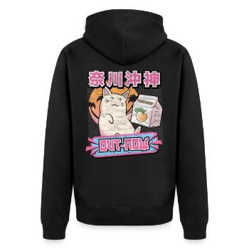 Vaporwave Otaku Cat Manga Japon Cat Retrowave - Veste à capuche bio Premium Unisexe - noir - Dos - Nico (187cm)