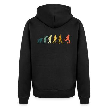 Football Evolution Football Player Retro - Unisex Premium Organic Zip Hoodie - black - Back - Nico (187cm)