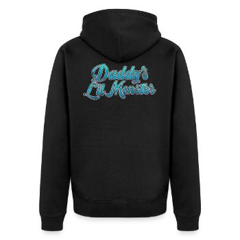 Daddy´s Lil Monster- Vatis kleines Monster - Unisex Premium Bio Zip Hoodie - Schwarz - Hinten - Nico (187cm)