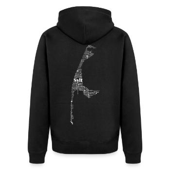 Sylt aus Worten weiß - Unisex Premium Bio Zip Hoodie - Schwarz - Hinten - Nico (187cm)