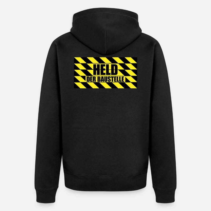 Held der Baustelle! | Bauarbeiter Geschenkidee - Unisex Premium Bio Zip Hoodie - Schwarz