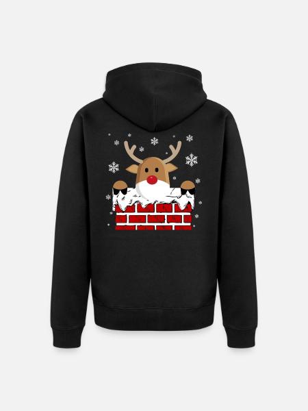 Rudolph im Kamin - Unisex Premium Bio Zip Hoodie - Schwarz