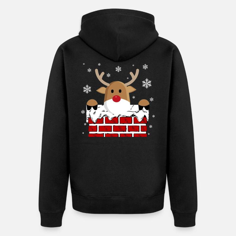 Rudolph dans la cheminée - Veste à capuche bio Premium Unisexe - noir