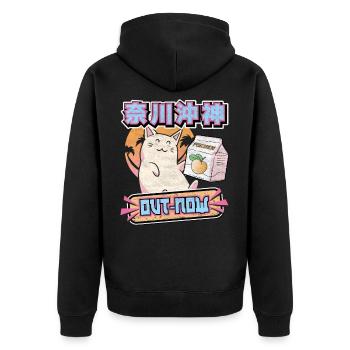 Vaporwave Otaku Chat Peach Japan Cat Retrowave - Veste à capuche bio Premium Unisexe - noir - Dos - Nico (187cm)