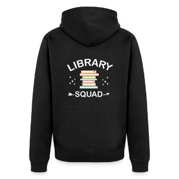 Bibliothek Lesen Bücher Leseratte Geschenk - Unisex Premium Bio Zip Hoodie - Schwarz - Hinten - Nico (187cm)