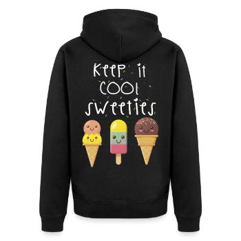 Eis süß lustiger Spruch Geschenk - Unisex Premium Bio Zip Hoodie - Schwarz - Hinten - Nico (187cm)