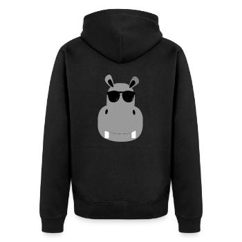 hippo - Unisex Premium Organic Zip Hoodie - black - Back - Nico (187cm)