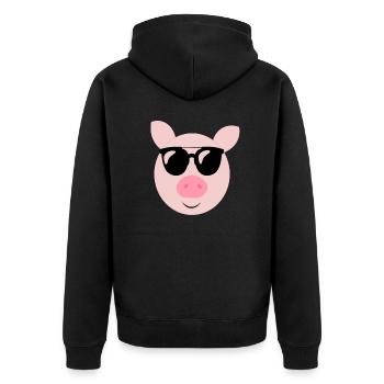 Pig - Unisex Premium Organic Zip Hoodie - black - Back - Nico (187cm)