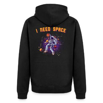 I NEED SPACE ASTRONAUT BASKETBALL DUNK GESCHENK - Unisex Premium Bio Zip Hoodie - Schwarz - Hinten - Nico (187cm)