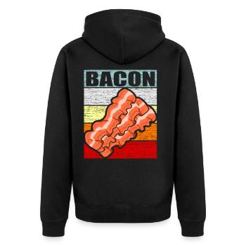 Bacon - Unisex Premium Organic Zip Hoodie - black - Back - Nico (187cm)
