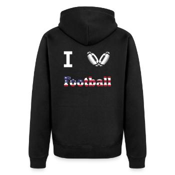 J'aime le cadeau de sport américain de football américain - Veste à capuche bio Premium Unisexe - noir - Dos - Nico (187cm)