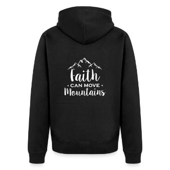 Glaube kann Berge versetzen Bete Christian - Unisex Premium Bio Zip Hoodie - Schwarz - Hinten - Nico (187cm)