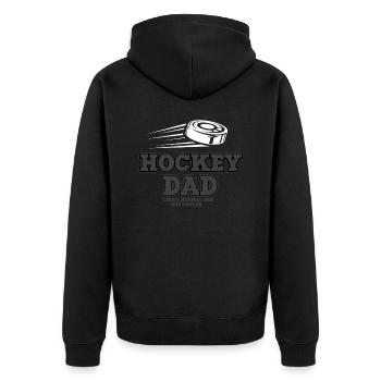 Hockey Papa - Unisex Premium Bio Zip Hoodie - Schwarz - Hinten - Nico (187cm)