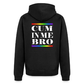 COME IN ME BRO! - Unisex Premium Bio Zip Hoodie - Schwarz - Hinten - Nico (187cm)