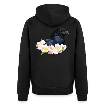 Raven - Unisex Premium Organic Zip Hoodie - black - Back - Nico (187cm)
